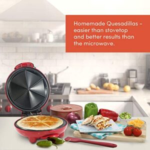 Elite Gourmet EQD413 Non-Stick Electric, Mexican Taco Tuesday Quesadilla Maker, Easy-Slice 6-Wedge, Grilled Cheese, 8 Inch, Red