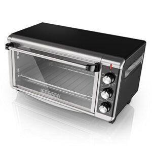 BLACK+DECKER TO3250XSB 8-Slice Extra Wide Convection Countertop Toaster Oven, Includes Bake Pan, Broil Rack & Toasting Rack, Stainless Steel/Black