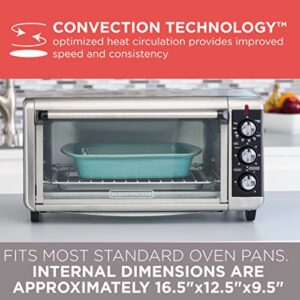 BLACK+DECKER TO3250XSB 8-Slice Extra Wide Convection Countertop Toaster Oven, Includes Bake Pan, Broil Rack & Toasting Rack, Stainless Steel/Black