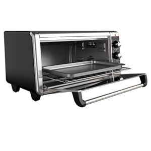 BLACK+DECKER TO3250XSB 8-Slice Extra Wide Convection Countertop Toaster Oven, Includes Bake Pan, Broil Rack & Toasting Rack, Stainless Steel/Black