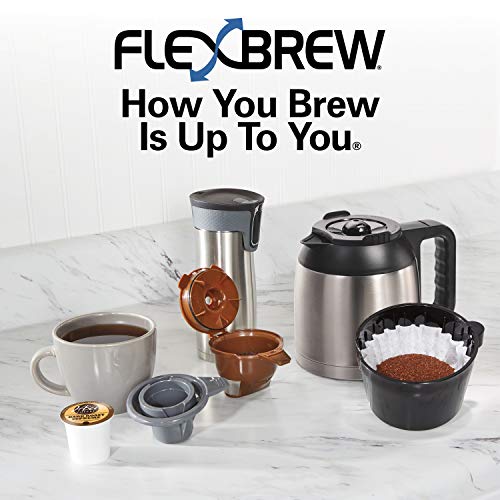 Hamilton Beach FlexBrew Trio 2-Way Coffee Maker, Compatible with K-Cup Pods or Grounds, Combo, Single Serve & Full 10c Thermal Pot, Black and Stainless