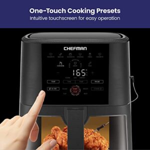 CHEFMAN 5-Quart Digital Air Fryer with Temperature Probe, 8 Customizable Cooking Presets, Large Easy-View Window, Give Your Food an Extra Crispy Finish, Nonstick Dishwasher-Safe Basket & Tray, Black