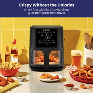 CHEFMAN 5-Quart Digital Air Fryer with Temperature Probe, 8 Customizable Cooking Presets, Large Easy-View Window, Give Your Food an Extra Crispy Finish, Nonstick Dishwasher-Safe Basket & Tray, Black