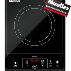 Mueller RapidTherm Portable Induction Cooktop Hot Plate Countertop Burner 1800W, 8 Temp Levels, Timer, Auto-Shut-Off, Touch Panel, LED Display, Auto Pot Detection, Child Safety Lock, 4 Preset Programs