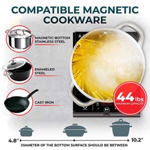 Mueller RapidTherm Portable Induction Cooktop Hot Plate Countertop Burner 1800W, 8 Temp Levels, Timer, Auto-Shut-Off, Touch Panel, LED Display, Auto Pot Detection, Child Safety Lock, 4 Preset Programs