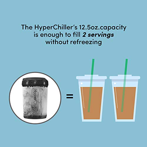 HyperChiller HC2 Patented Iced Coffee/Beverage Cooler, NEW, IMPROVED,STRONGER AND MORE DURABLE! Ready in One Minute, Reusable for Iced Tea, Wine, Spirits, Alcohol, Juice, 12.5 Oz, Black