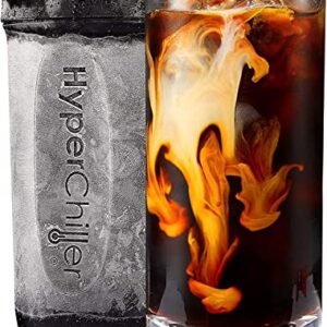 HyperChiller HC2 Patented Iced Coffee/Beverage Cooler, NEW, IMPROVED,STRONGER AND MORE DURABLE! Ready in One Minute, Reusable for Iced Tea, Wine, Spirits, Alcohol, Juice, 12.5 Oz, Black