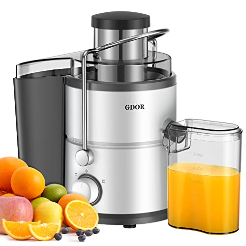 GDOR Juicer with 800W Motor, Juicer Machine with Big Mouth 3” Feed Chute, Dual Speeds Juice Maker for Fruits and Veggies, Anti-Drip Function Centrifugal Juicer, Include Cleaning Brush, BPA-Free, White