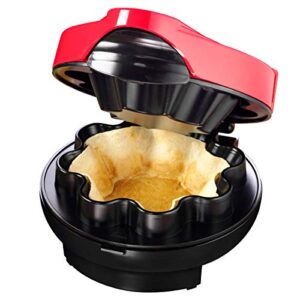 taco tuesday baked tortilla bowl maker, uses 8 inch shells perfect for tostadas, salads, dips, appetizers & desserts, 10-inch, red