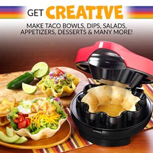 Taco Tuesday Baked Tortilla Bowl Maker, Uses 8 Inch Shells Perfect for Tostadas, Salads, Dips, Appetizers & Desserts, 10-Inch, Red