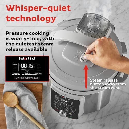 Instant Pot Duo Plus, 6-Quart Whisper Quiet 9-in-1 Electric Pressure Cooker, Slow Cooker, Rice Cooker, Steamer, Sauté, Yogurt Maker, Warmer & Sterilizer, Free App with 1900+ Recipes, Stainless Steel