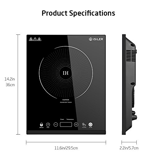 Portable Induction Cooktop, iSiLER 1800W Sensor Touch Electric Induction Cooker Cooktop with Kids Safety Lock, 18 Power 17 Temperature Setting Countertop Burner with Timer