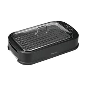 Power XL Smokeless Electric Indoor Removable Grill and Griddle Plates, Nonstick Cooking Surfaces, Glass Lid, 1500 Watt, 21X 15.4X 8.1, black