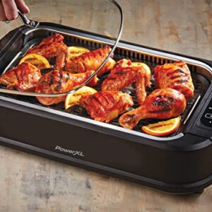 Power XL Smokeless Electric Indoor Removable Grill and Griddle Plates, Nonstick Cooking Surfaces, Glass Lid, 1500 Watt, 21X 15.4X 8.1, black