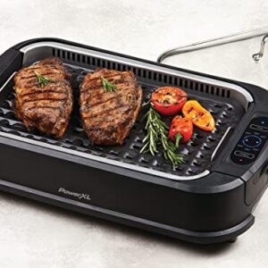 Power XL Smokeless Electric Indoor Removable Grill and Griddle Plates, Nonstick Cooking Surfaces, Glass Lid, 1500 Watt, 21X 15.4X 8.1, black