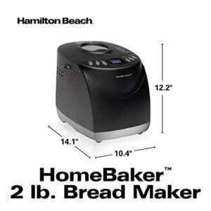 Hamilton Beach Bread Maker Machine, Digital, Programmable, 12 Settings + Gluten Free, Dishwasher Safe Pan + Kneading Paddle, 2 lb Capacity, Black (29882)