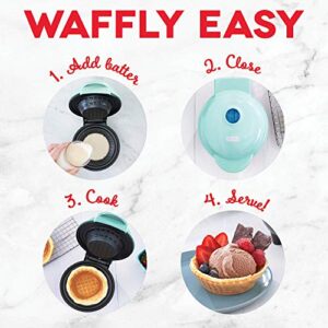 DASH Mini Waffle Bowl Maker for Breakfast, Burrito Bowls, Ice Cream and Other Sweet Deserts, Recipe Guide Included - Aqua