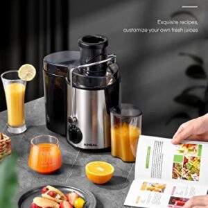 Juicer Machines, AIHEAL Juicer Vegetable and Fruit Easy to Clean, Centrifugal Juicer with 3 Speed Control, Upgraded 400W Motor, Cleaning Brush and Recipe Included