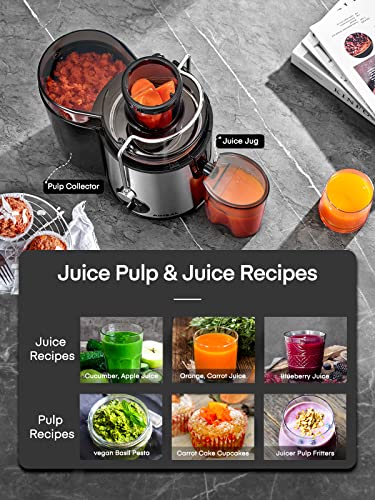 Juicer Machines, AIHEAL Juicer Vegetable and Fruit Easy to Clean, Centrifugal Juicer with 3 Speed Control, Upgraded 400W Motor, Cleaning Brush and Recipe Included