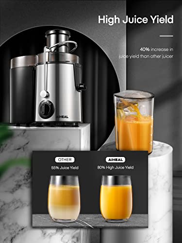 Juicer Machines, AIHEAL Juicer Vegetable and Fruit Easy to Clean, Centrifugal Juicer with 3 Speed Control, Upgraded 400W Motor, Cleaning Brush and Recipe Included