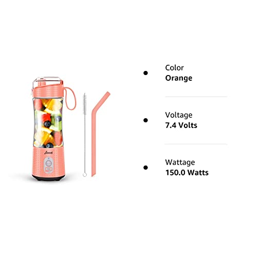 Personal Size Blender Smoothies and Shakes, Aoozi Portable Blenders, Mini Blender USB Rechargeable, Handheld Blender Sports,Travel and Home (Orange)