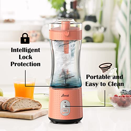 Personal Size Blender Smoothies and Shakes, Aoozi Portable Blenders, Mini Blender USB Rechargeable, Handheld Blender Sports,Travel and Home (Orange)