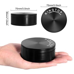 KINGTOP Spice Grinder Large 3.0 Inch Black