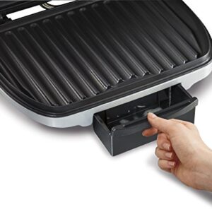 Hamilton Beach Electric Indoor Grill, 6-Serving, Nonstick Easy Clean Plates, Silver (25371)