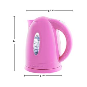 Ovente Electric Kettle 1.7 Liter Cordless Hot Water Boiler, 1100W with Automatic Shut-Off and Boil Dry Protection, Fast Boiling BPA-Free Portable Instant Heater for Making Tea, Coffee, Pink KP72P