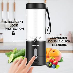 Blend Portable Blender Jet for Shakes and Smoothies, OBERLY Personal Travel Blender for Protein with 4000mAh USB Rechargeable Battery, Crush Ice, Frozen Fruit and Drinks, 18 oz Mini Travel Cup