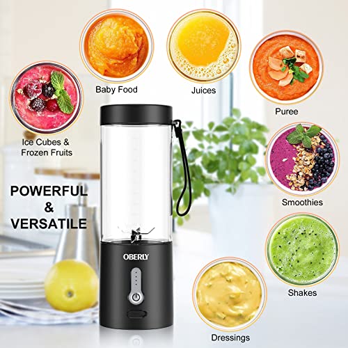 Blend Portable Blender Jet for Shakes and Smoothies, OBERLY Personal Travel Blender for Protein with 4000mAh USB Rechargeable Battery, Crush Ice, Frozen Fruit and Drinks, 18 oz Mini Travel Cup