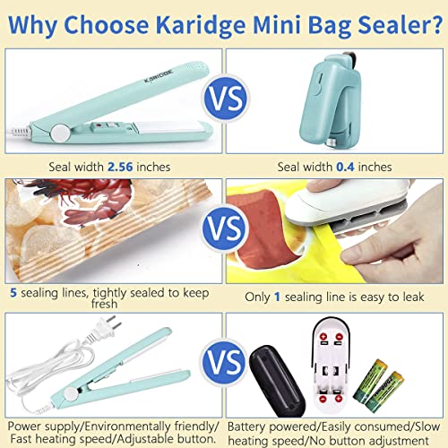 Mini Bag Sealer Heat Seal Kitchen Gadgets, Food Sealer Bag Re-sealer for Food Storage, Handheld Heat Sealer for Chips Bag, Foil Bag, Mylar Bags, Color Street Nails Strips with Storage Case -Mint