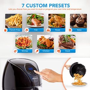 PowerXL Air Fryer 7 QT Maxx Classic , Extra Hot Air Fry, Cook, Crisp, Broil, Roast, Bake, High Gloss Finish, Black (7 Quart)