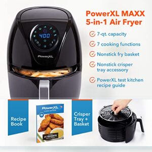 PowerXL Air Fryer 7 QT Maxx Classic , Extra Hot Air Fry, Cook, Crisp, Broil, Roast, Bake, High Gloss Finish, Black (7 Quart)