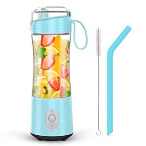 aoozi portable blenders, personal size blender smoothies and shakes,mini blender usb rechargeable, handheld blender sports,travel and home (skyblue)