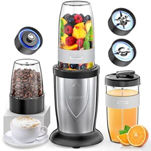 blender, upgrade bullet blender for shakes and smoothies,850 watt 12 pcs airpher portable blender set for kitchen with milk frother, 6-edge blade, blade grinder, 2*24 oz & 10 oz to-go cup, bpa free