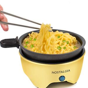 Nostalgia MyMini Personal Electric Skillet & Rapid Noodle Maker, Perfect For Healthy Keto & Low-Carb Diets, Yellow