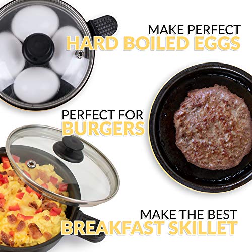 Nostalgia MyMini Personal Electric Skillet & Rapid Noodle Maker, Perfect For Healthy Keto & Low-Carb Diets, Yellow