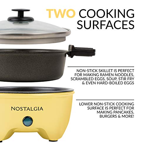 Nostalgia MyMini Personal Electric Skillet & Rapid Noodle Maker, Perfect For Healthy Keto & Low-Carb Diets, Yellow