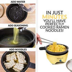 Nostalgia MyMini Personal Electric Skillet & Rapid Noodle Maker, Perfect For Healthy Keto & Low-Carb Diets, Yellow