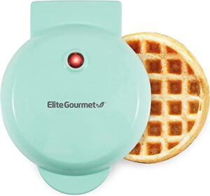 elite gourmet ewm013m# electric nonstick mini waffle maker, 1-inch thick waffles, compact design, hash browns, keto, snacks, sandwich, eggs, easy to clean, mint