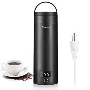 travel electric tea kettle portable small mini coffee kettle, with 4 variable presets, personal hot water boiler 304 stainless steel with auto shut-off & boil dry protection, bpa-free black