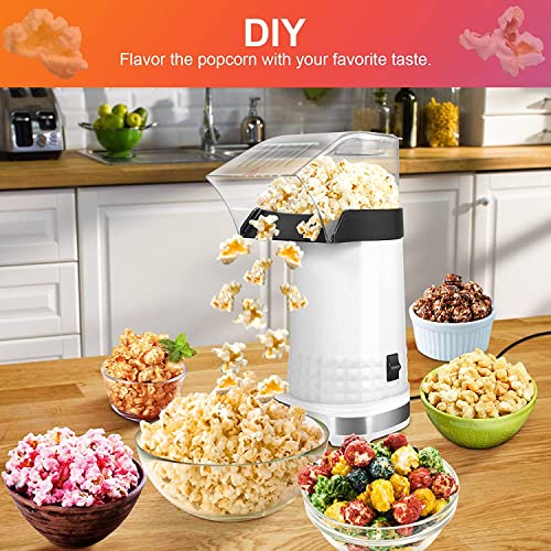 Hot Air Popcorn Popper with Measuring Cup 1200w Etl Certified, 2 Minutes Fast Making Popper Maker, Air Popper Popcorn Maker Popcorn Machine for Home