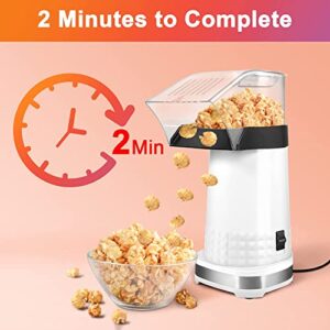 Hot Air Popcorn Popper with Measuring Cup 1200w Etl Certified, 2 Minutes Fast Making Popper Maker, Air Popper Popcorn Maker Popcorn Machine for Home