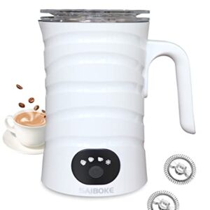 Milk Frother, SAIBOKE 4-in-1 Electric Milk Steamer，Automatic Hot & Cold Foam Maker, 8.8oz/260ml Milk Warmer for Latte, Cappuccinos, Macchiato. Ultra-Quiet Working & Automatic Shut Off