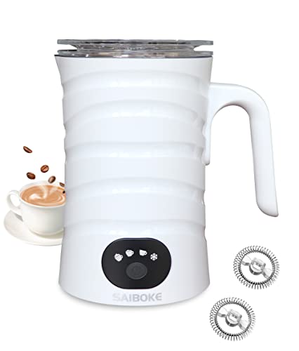 Milk Frother, SAIBOKE 4-in-1 Electric Milk Steamer，Automatic Hot & Cold Foam Maker, 8.8oz/260ml Milk Warmer for Latte, Cappuccinos, Macchiato. Ultra-Quiet Working & Automatic Shut Off