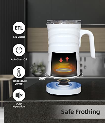 Milk Frother, SAIBOKE 4-in-1 Electric Milk Steamer，Automatic Hot & Cold Foam Maker, 8.8oz/260ml Milk Warmer for Latte, Cappuccinos, Macchiato. Ultra-Quiet Working & Automatic Shut Off