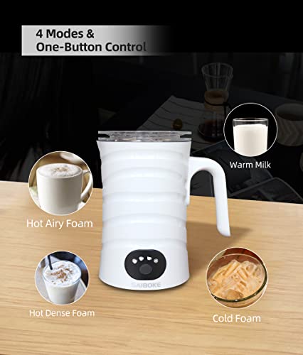 Milk Frother, SAIBOKE 4-in-1 Electric Milk Steamer，Automatic Hot & Cold Foam Maker, 8.8oz/260ml Milk Warmer for Latte, Cappuccinos, Macchiato. Ultra-Quiet Working & Automatic Shut Off