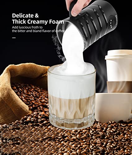 Milk Frother, SAIBOKE 4-in-1 Electric Milk Steamer，Automatic Hot & Cold Foam Maker, 8.8oz/260ml Milk Warmer for Latte, Cappuccinos, Macchiato. Ultra-Quiet Working & Automatic Shut Off