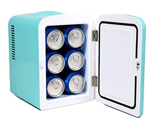 Frigidaire BLUE EFMIS149_AMZ Mini Portable Compact Personal Cooler Fridge, 4 Liter Capacity Chills Six 12 oz Cans, 100% Freon-Free & Eco Friendly, Includes Plugs for Home Outlet, standard